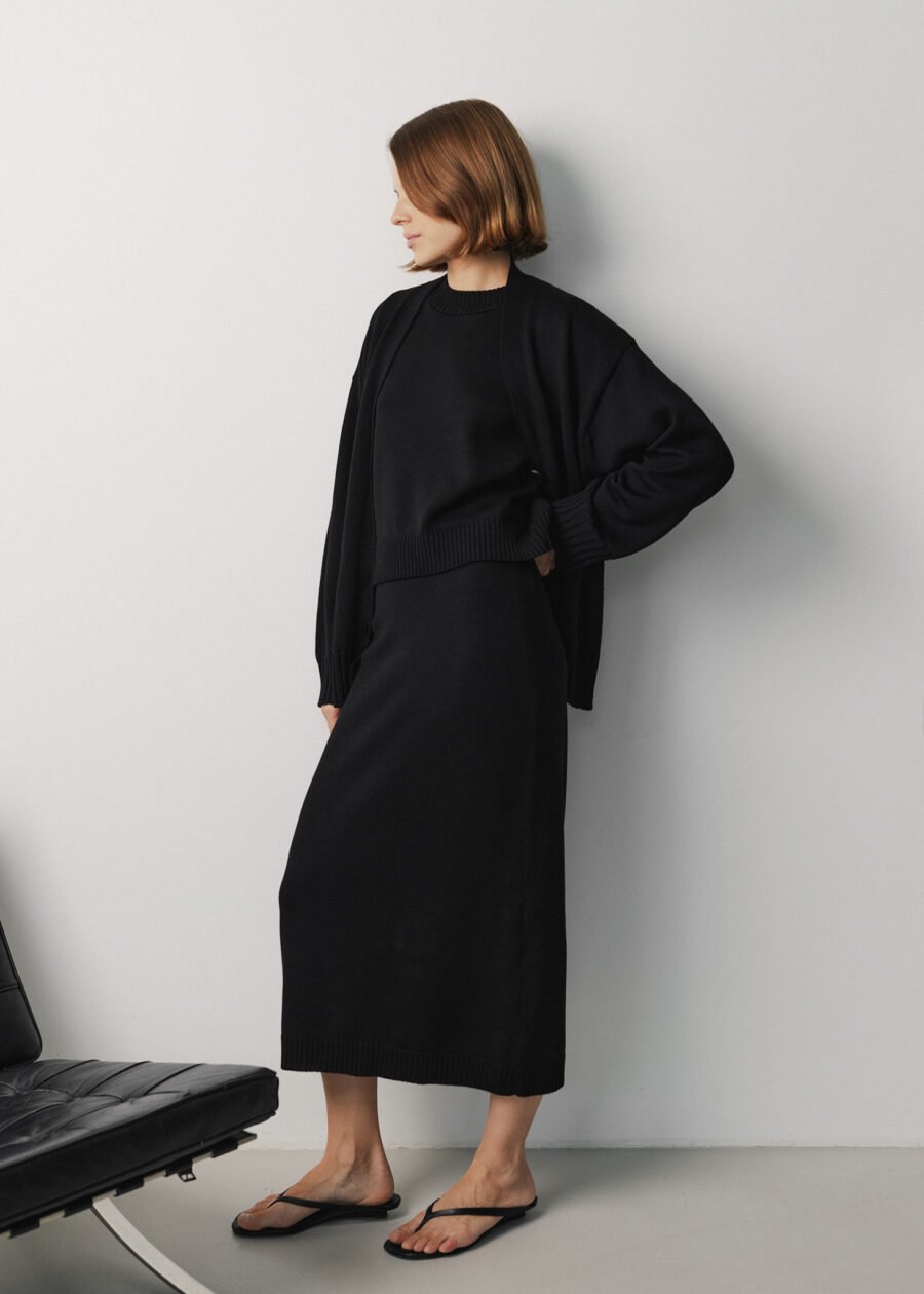 MONALA_16698 Merino Wool Knitted Midi Skirt