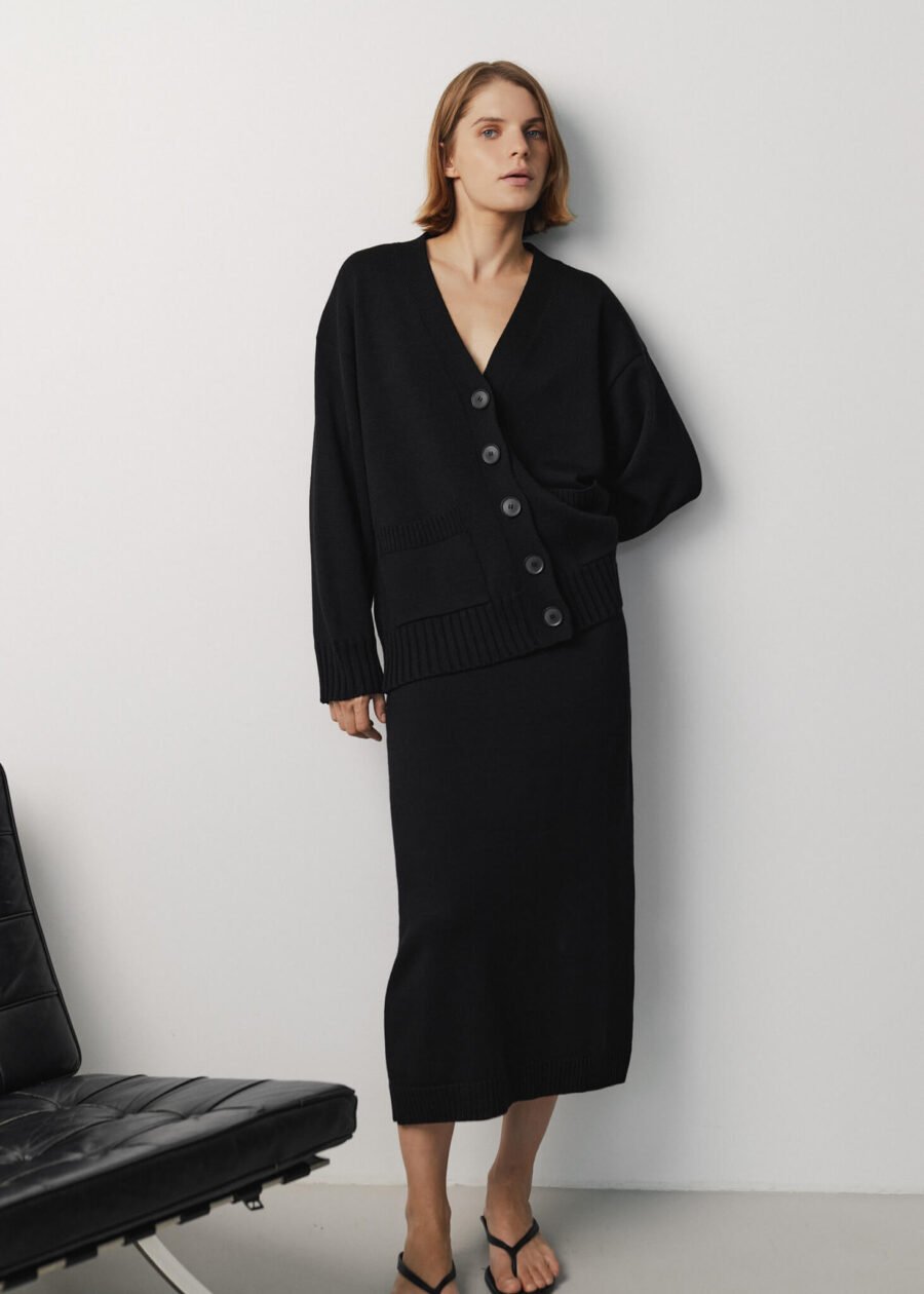 Merino Wool Knitted Midi Skirt