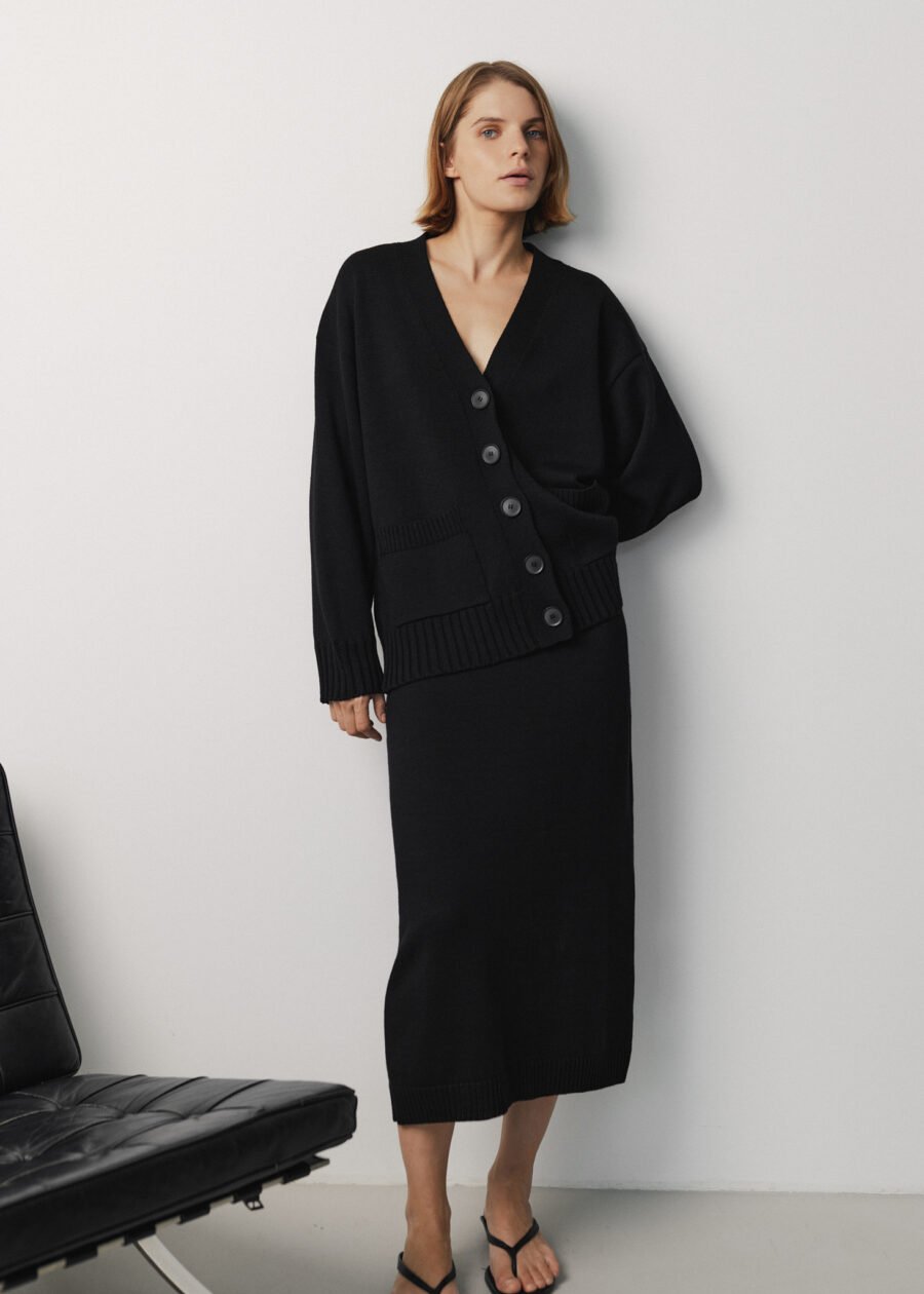 MONALA_16724 Merino Wool Knitted Midi Skirt