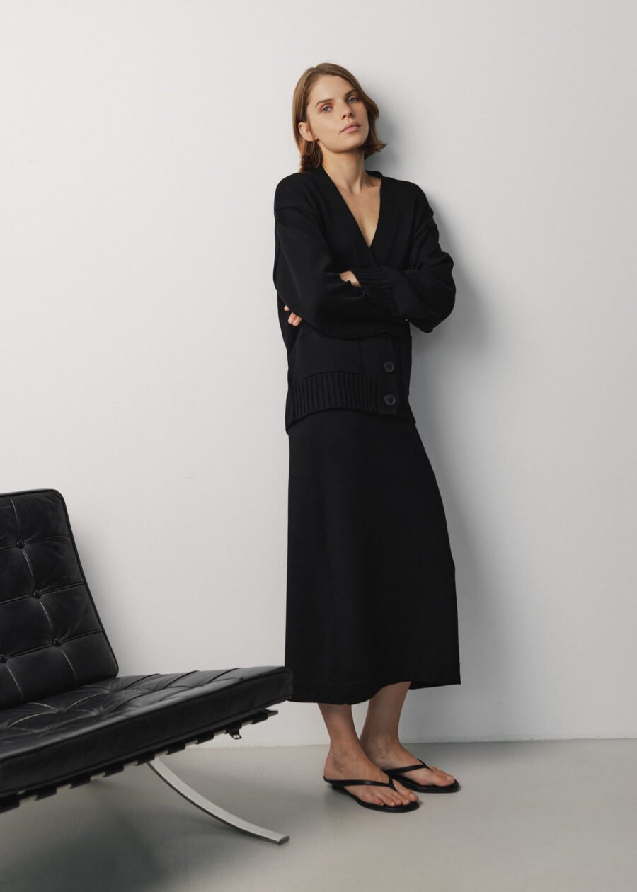 Merino Wool Knitted Midi Skirt