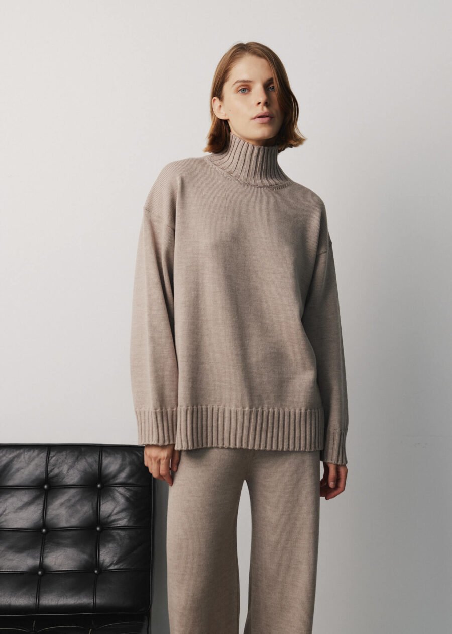 Merino Wool High Neck Sweater