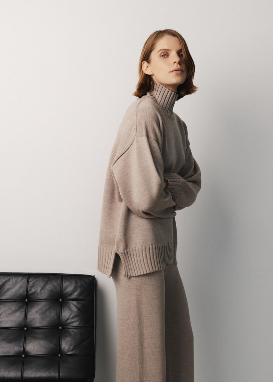 Merino Wool High Neck Sweater