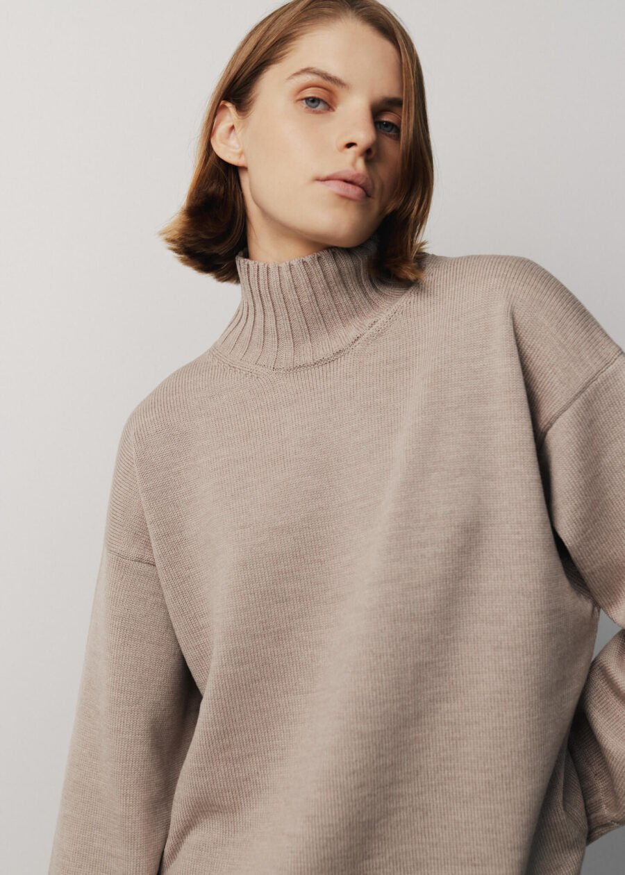 Merino Wool High Neck Sweater