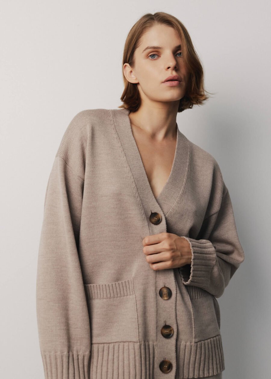 Merino Wool Button-Up Cardigan