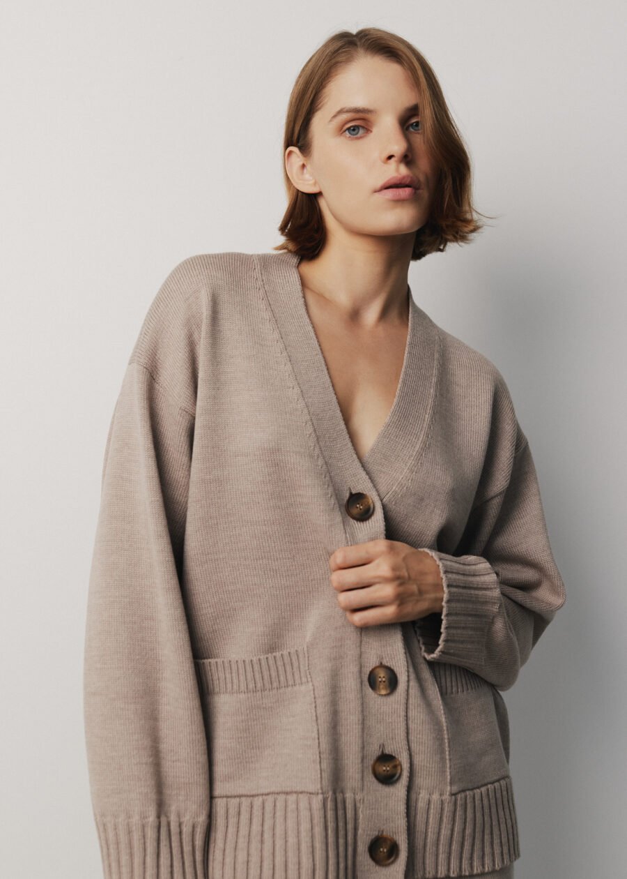 Merino Wool Button-Up Cardigan