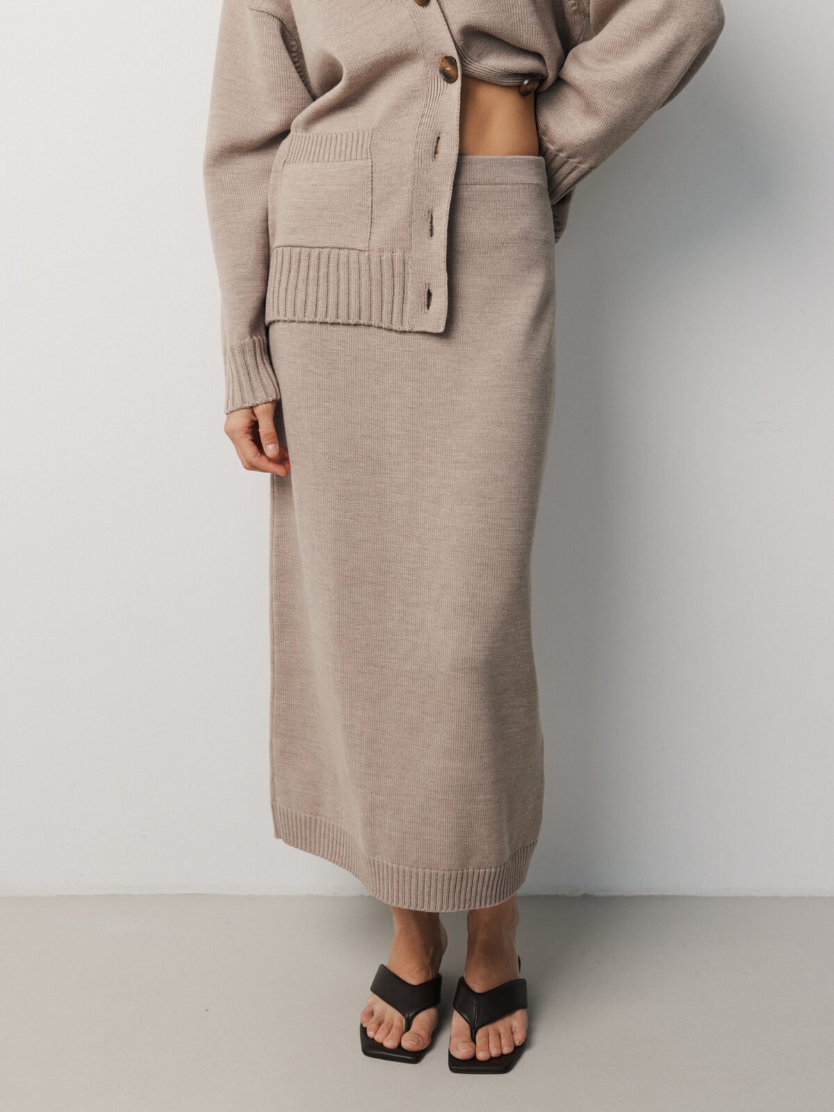 Merino Wool Knitted Midi Skirt