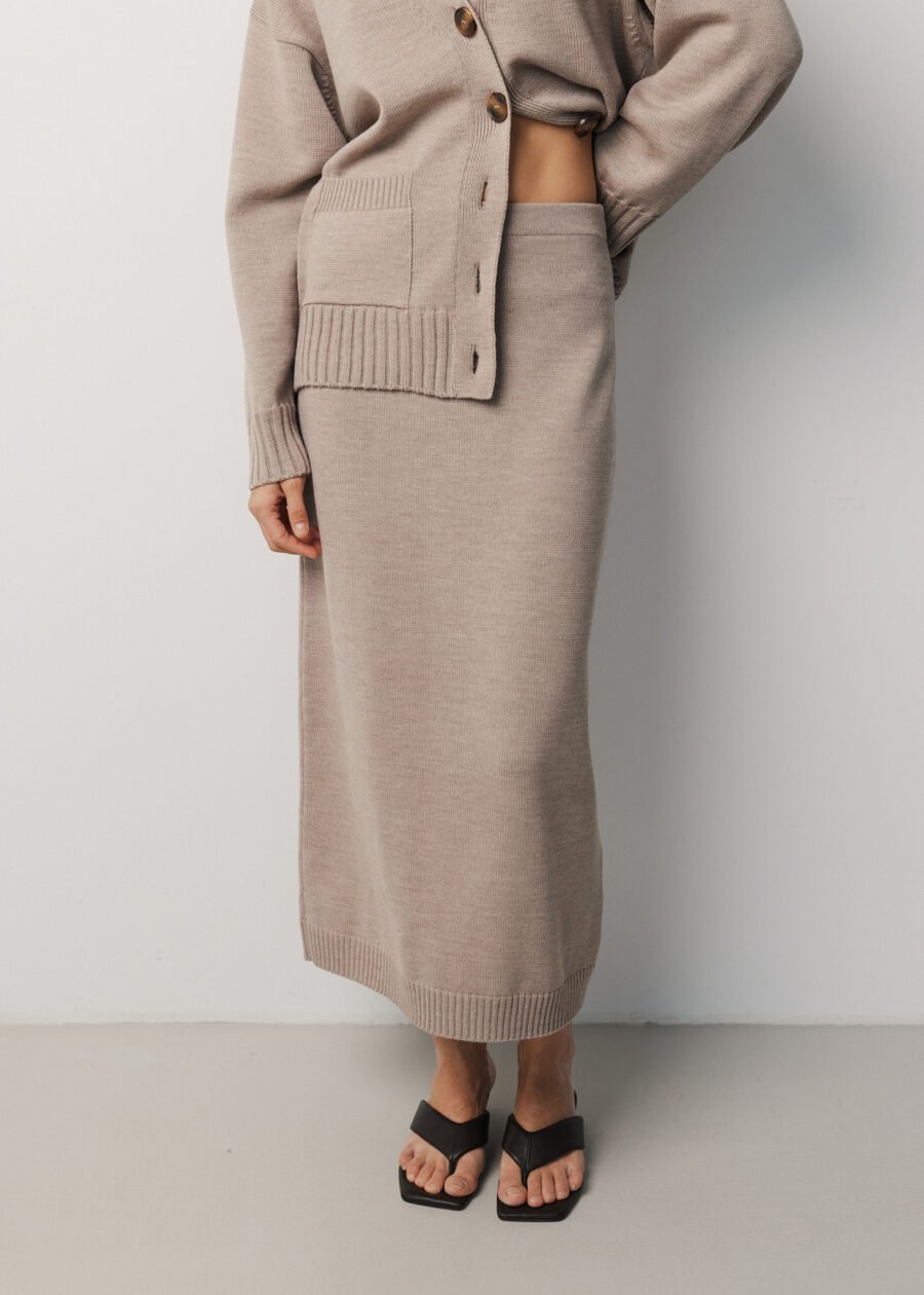 MONALA_17520 Merino Wool Knitted Midi Skirt