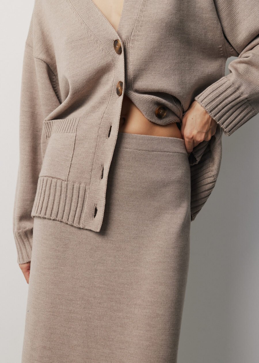 MONALA_17532 Merino Wool Knitted Midi Skirt